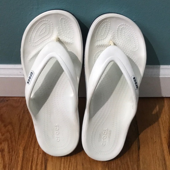 crocs bayaband white flip flops
